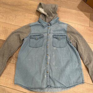 HIGHWAY JEANS LARGE HOODED DENIM BUTTON SHIRT WOMENS